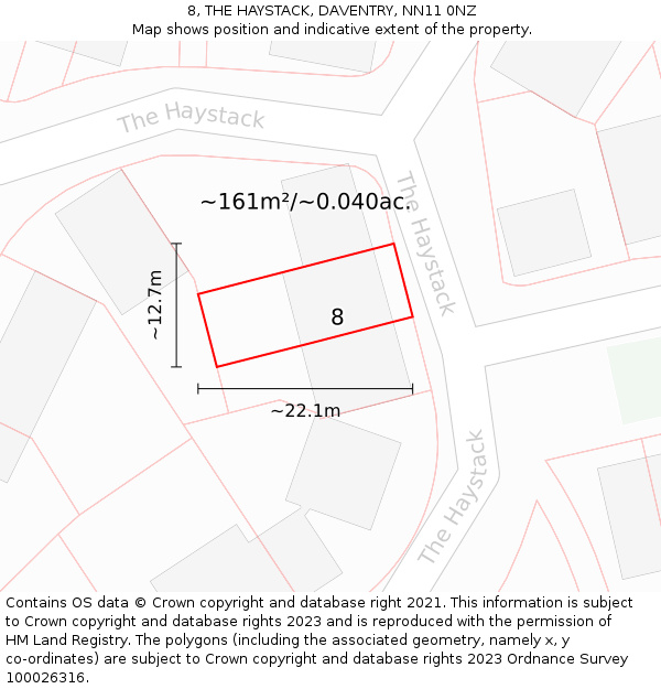 8, THE HAYSTACK, DAVENTRY, NN11 0NZ: Plot and title map