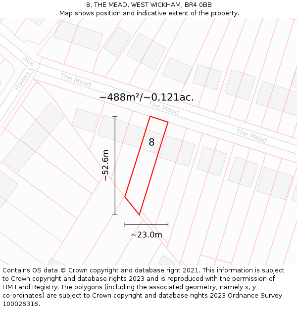 8, THE MEAD, WEST WICKHAM, BR4 0BB: Plot and title map