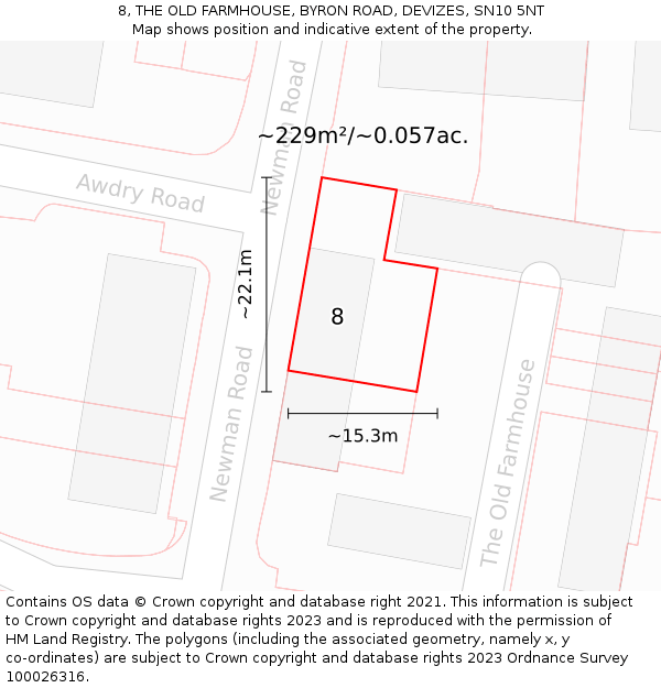 8, THE OLD FARMHOUSE, BYRON ROAD, DEVIZES, SN10 5NT: Plot and title map