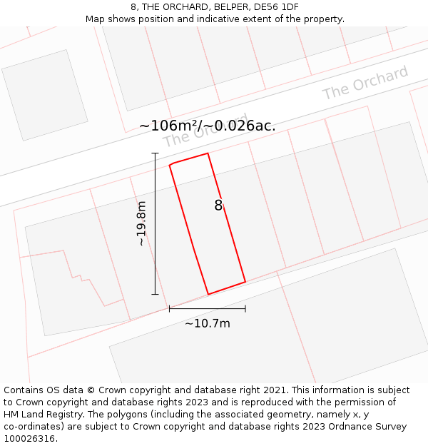 8, THE ORCHARD, BELPER, DE56 1DF: Plot and title map