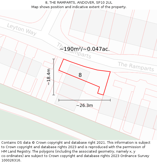 8, THE RAMPARTS, ANDOVER, SP10 2UL: Plot and title map