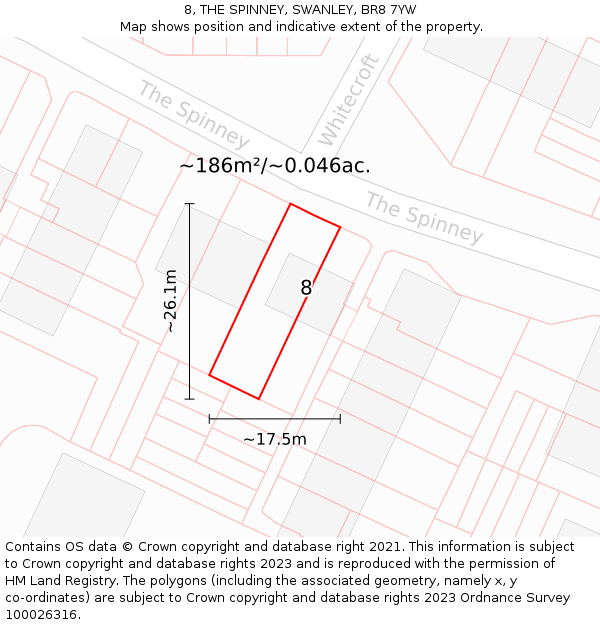 8, THE SPINNEY, SWANLEY, BR8 7YW: Plot and title map