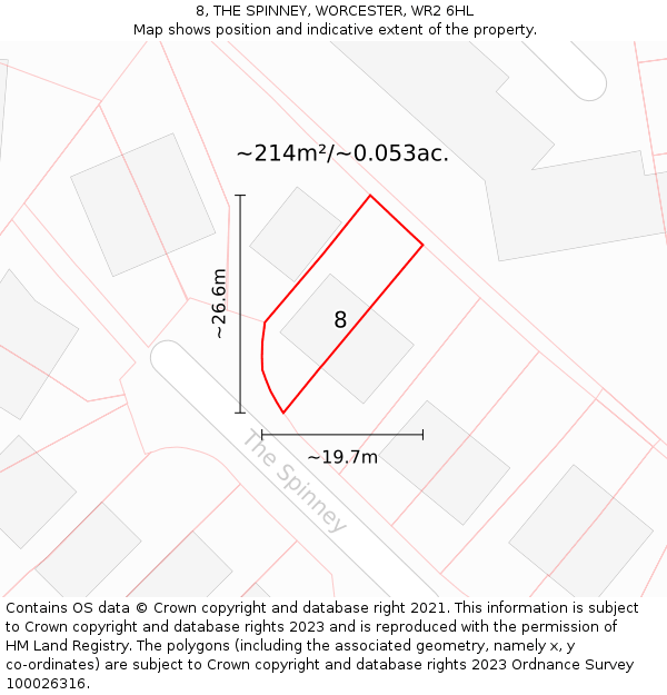 8, THE SPINNEY, WORCESTER, WR2 6HL: Plot and title map