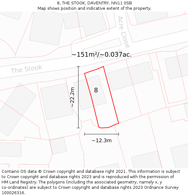 8, THE STOOK, DAVENTRY, NN11 0SB: Plot and title map