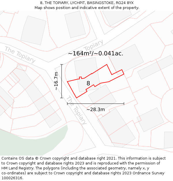 8, THE TOPIARY, LYCHPIT, BASINGSTOKE, RG24 8YX: Plot and title map
