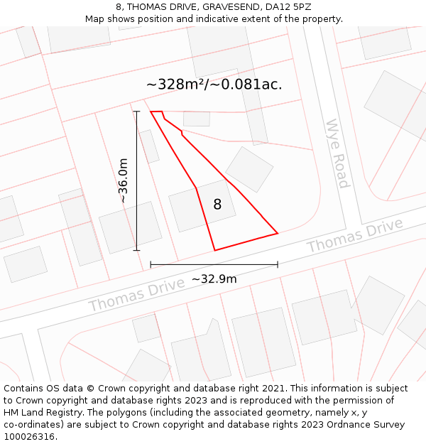 8, THOMAS DRIVE, GRAVESEND, DA12 5PZ: Plot and title map