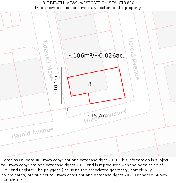 8, TIDEWELL MEWS, WESTGATE-ON-SEA, CT8 8PX: Plot and title map