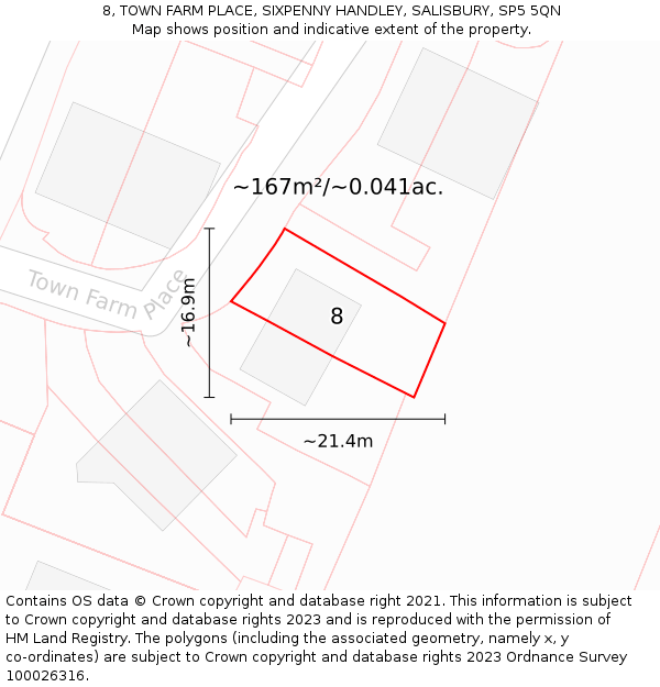 8, TOWN FARM PLACE, SIXPENNY HANDLEY, SALISBURY, SP5 5QN: Plot and title map