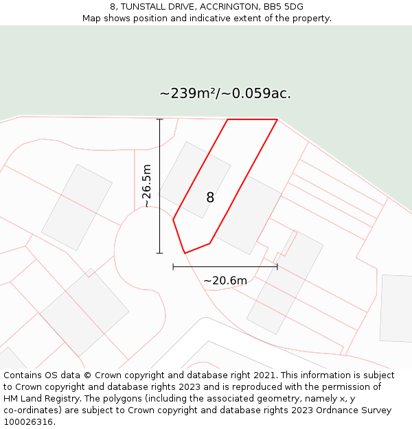 8, TUNSTALL DRIVE, ACCRINGTON, BB5 5DG: Plot and title map
