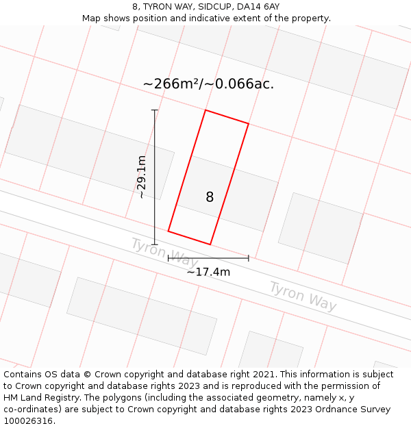 8, TYRON WAY, SIDCUP, DA14 6AY: Plot and title map