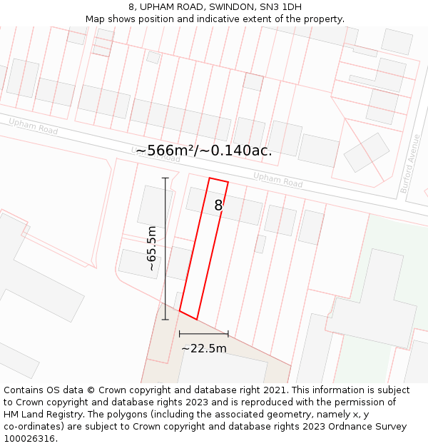 8, UPHAM ROAD, SWINDON, SN3 1DH: Plot and title map