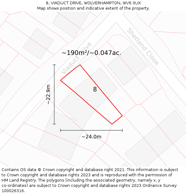 8, VIADUCT DRIVE, WOLVERHAMPTON, WV6 0UX: Plot and title map