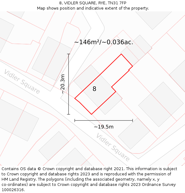 8, VIDLER SQUARE, RYE, TN31 7FP: Plot and title map