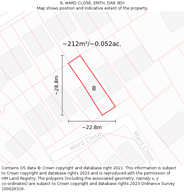 8, WARD CLOSE, ERITH, DA8 3EH: Plot and title map