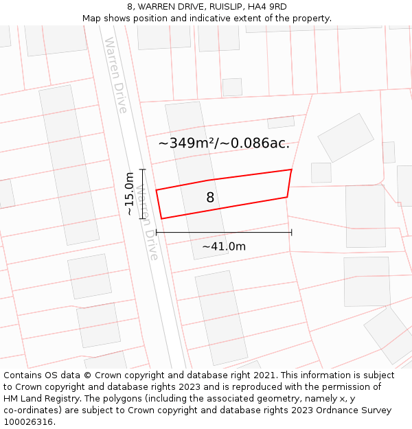 8, WARREN DRIVE, RUISLIP, HA4 9RD: Plot and title map