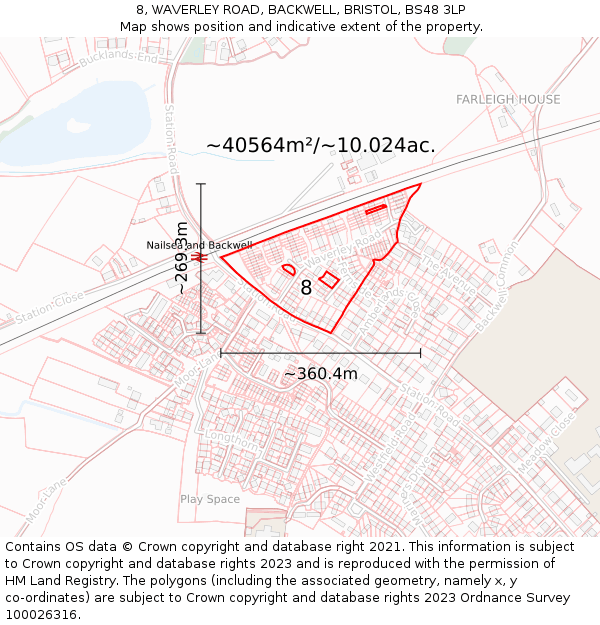 8, WAVERLEY ROAD, BACKWELL, BRISTOL, BS48 3LP: Plot and title map