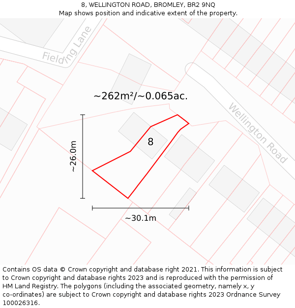 8, WELLINGTON ROAD, BROMLEY, BR2 9NQ: Plot and title map