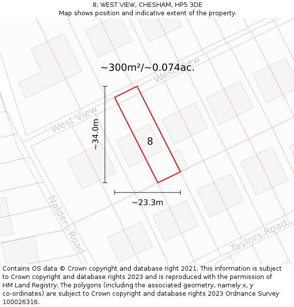 8, WEST VIEW, CHESHAM, HP5 3DE: Plot and title map