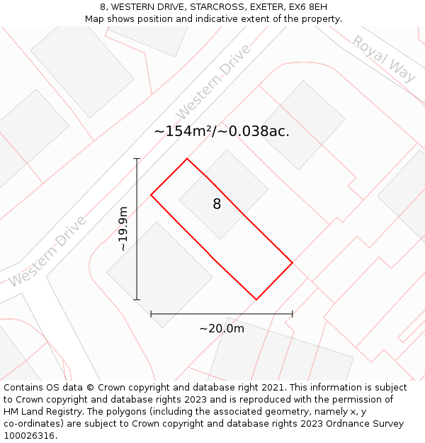 8, WESTERN DRIVE, STARCROSS, EXETER, EX6 8EH: Plot and title map