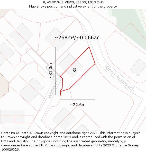 8, WESTVALE MEWS, LEEDS, LS13 2HD: Plot and title map