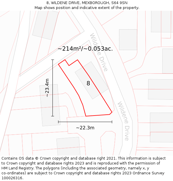 8, WILDENE DRIVE, MEXBOROUGH, S64 9SN: Plot and title map