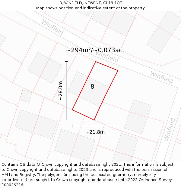 8, WINFIELD, NEWENT, GL18 1QB: Plot and title map