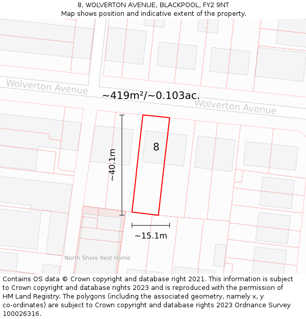 8, WOLVERTON AVENUE, BLACKPOOL, FY2 9NT: Plot and title map