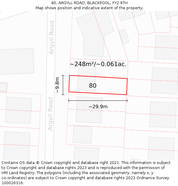 80, ARGYLL ROAD, BLACKPOOL, FY2 9TH: Plot and title map