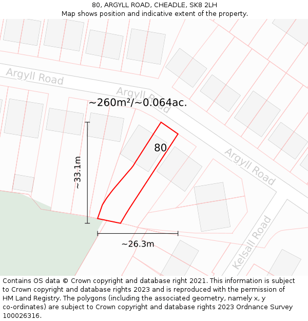 80, ARGYLL ROAD, CHEADLE, SK8 2LH: Plot and title map
