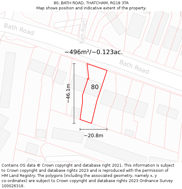 80, BATH ROAD, THATCHAM, RG18 3TA: Plot and title map