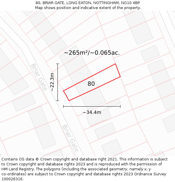 80, BRIAR GATE, LONG EATON, NOTTINGHAM, NG10 4BP: Plot and title map