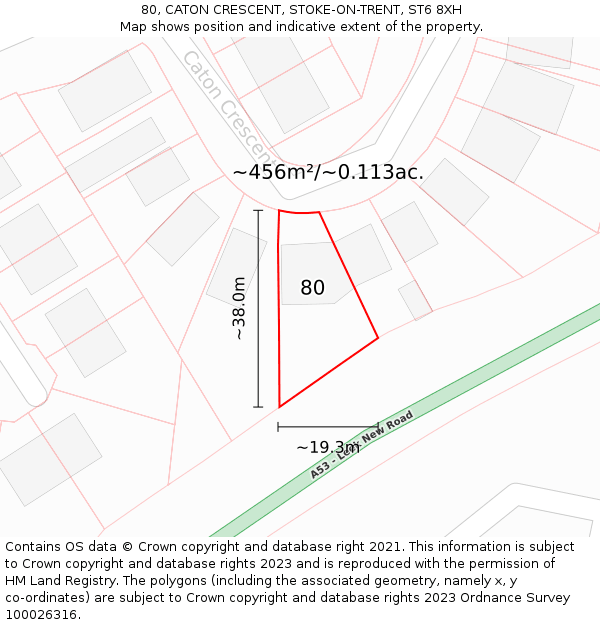 80, CATON CRESCENT, STOKE-ON-TRENT, ST6 8XH: Plot and title map