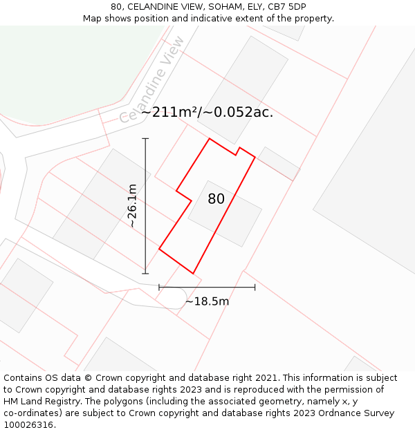 80, CELANDINE VIEW, SOHAM, ELY, CB7 5DP: Plot and title map