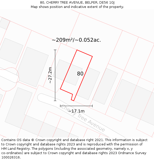 80, CHERRY TREE AVENUE, BELPER, DE56 1GJ: Plot and title map