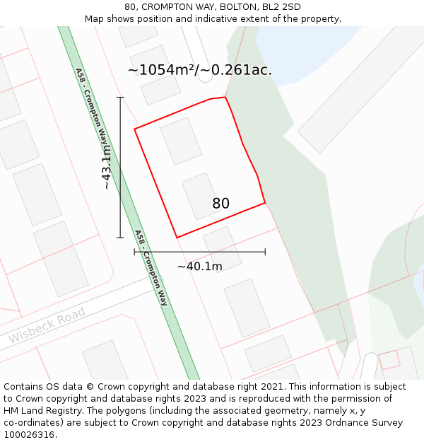 80, CROMPTON WAY, BOLTON, BL2 2SD: Plot and title map
