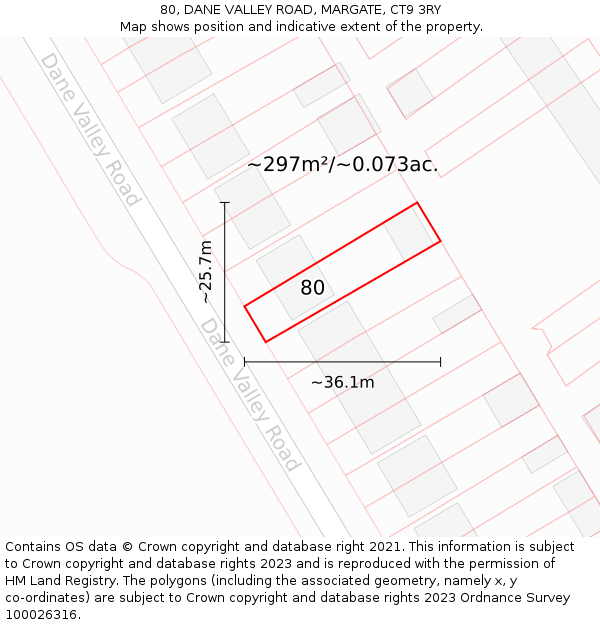80, DANE VALLEY ROAD, MARGATE, CT9 3RY: Plot and title map