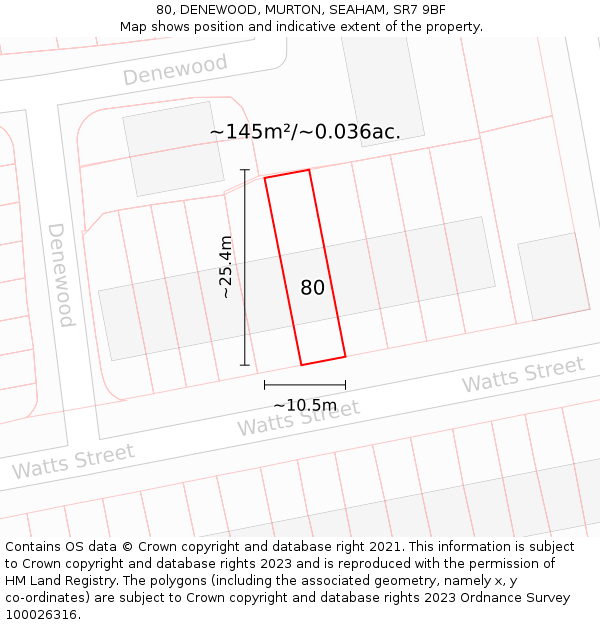 80, DENEWOOD, MURTON, SEAHAM, SR7 9BF: Plot and title map