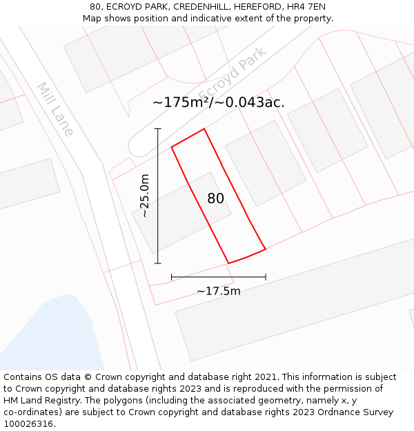 80, ECROYD PARK, CREDENHILL, HEREFORD, HR4 7EN: Plot and title map