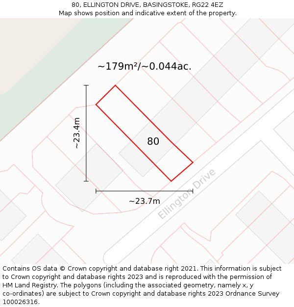 80, ELLINGTON DRIVE, BASINGSTOKE, RG22 4EZ: Plot and title map