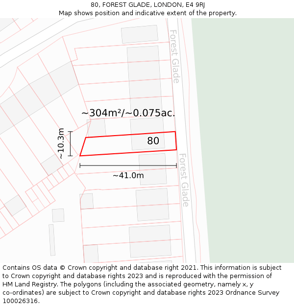 80, FOREST GLADE, LONDON, E4 9RJ: Plot and title map