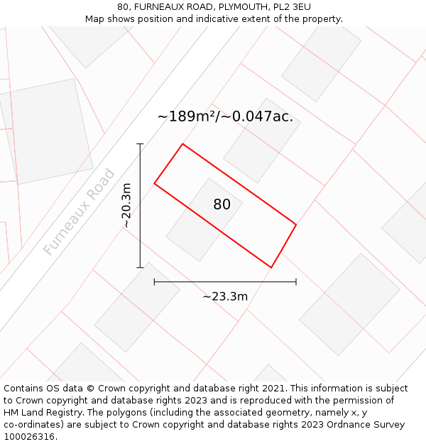 80, FURNEAUX ROAD, PLYMOUTH, PL2 3EU: Plot and title map