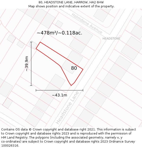 80, HEADSTONE LANE, HARROW, HA2 6HW: Plot and title map