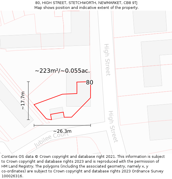 80, HIGH STREET, STETCHWORTH, NEWMARKET, CB8 9TJ: Plot and title map