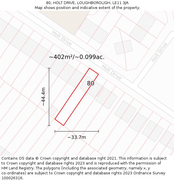 80, HOLT DRIVE, LOUGHBOROUGH, LE11 3JA: Plot and title map