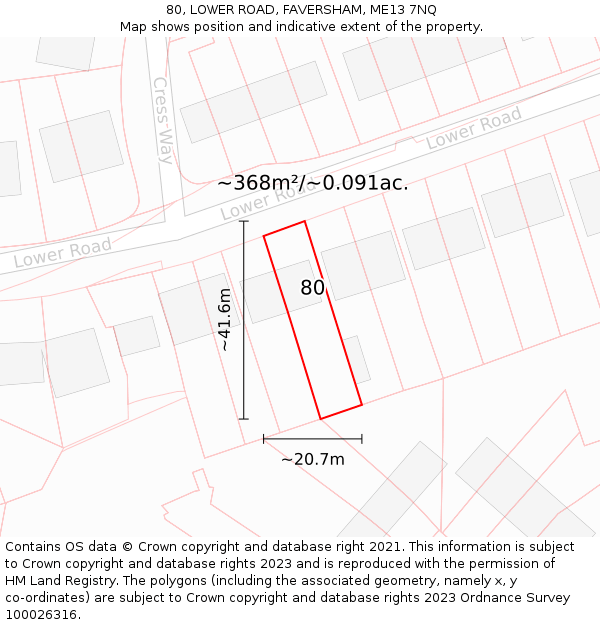 80, LOWER ROAD, FAVERSHAM, ME13 7NQ: Plot and title map