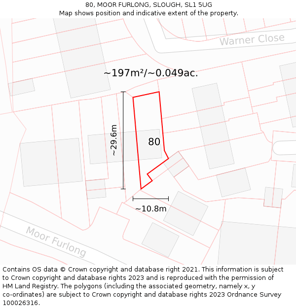 80, MOOR FURLONG, SLOUGH, SL1 5UG: Plot and title map