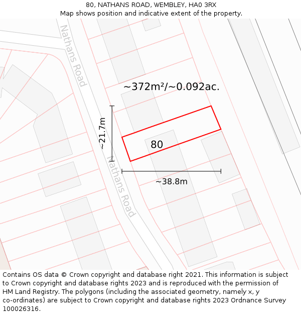 80, NATHANS ROAD, WEMBLEY, HA0 3RX: Plot and title map