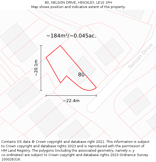 80, NELSON DRIVE, HINCKLEY, LE10 1PH: Plot and title map