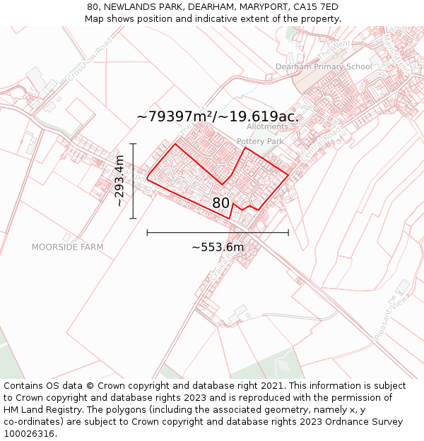 80, NEWLANDS PARK, DEARHAM, MARYPORT, CA15 7ED: Plot and title map