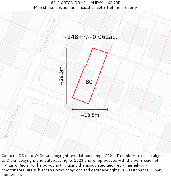80, NORTON DRIVE, HALIFAX, HX2 7RB: Plot and title map